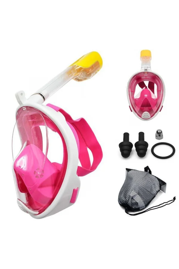 DailyTech Tam Yüz Dalış Maskesi Slikon Şnorkel Full Face - DailyTech - PEMBE - S/M