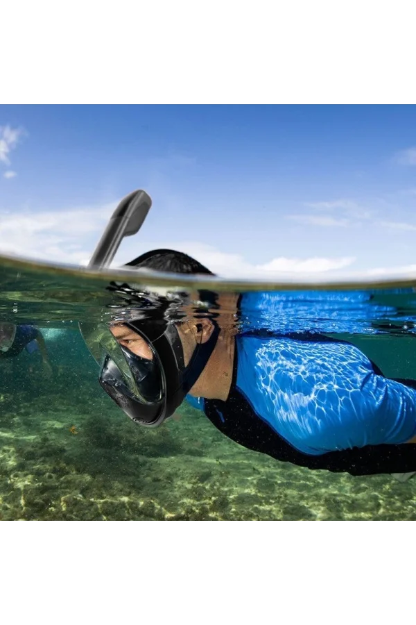 DailyTech Tam Yüz Dalış Maskesi Slikon Şnorkel Full Face - DailyTech - SİYAH - L/XL