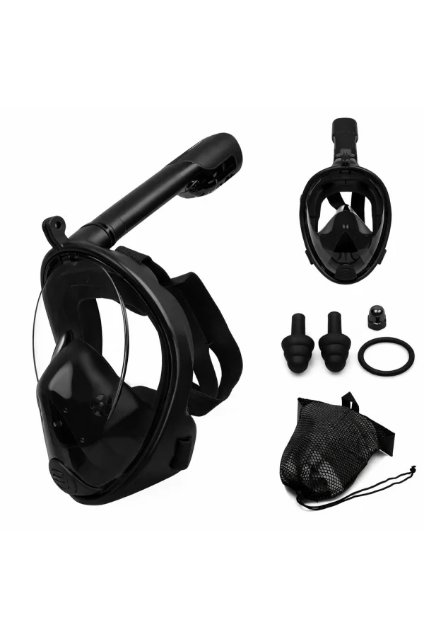 DailyTech Tam Yüz Dalış Maskesi Slikon Şnorkel Full Face - DailyTech - SİYAH - L/XL