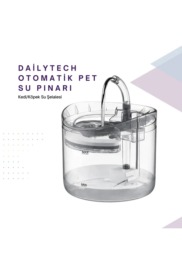 DailyTech Otomatik PET Kedi Köpek Su Pınarı Çeşmesi Şelalesi Sebil
