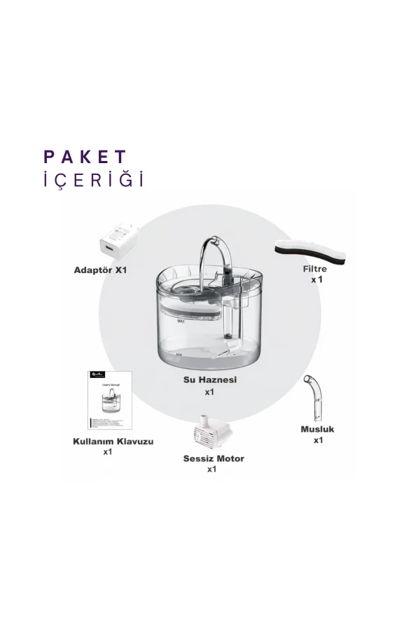 DailyTech Otomatik PET Kedi Köpek Su Pınarı Çeşmesi Şelalesi Sebil