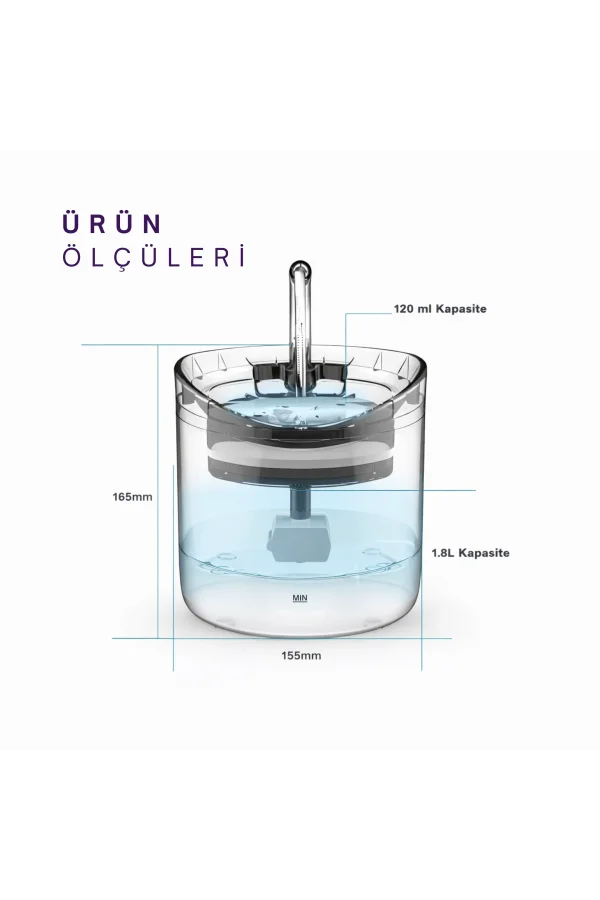 DailyTech Otomatik PET Kedi Köpek Su Pınarı Çeşmesi Şelalesi Sebil