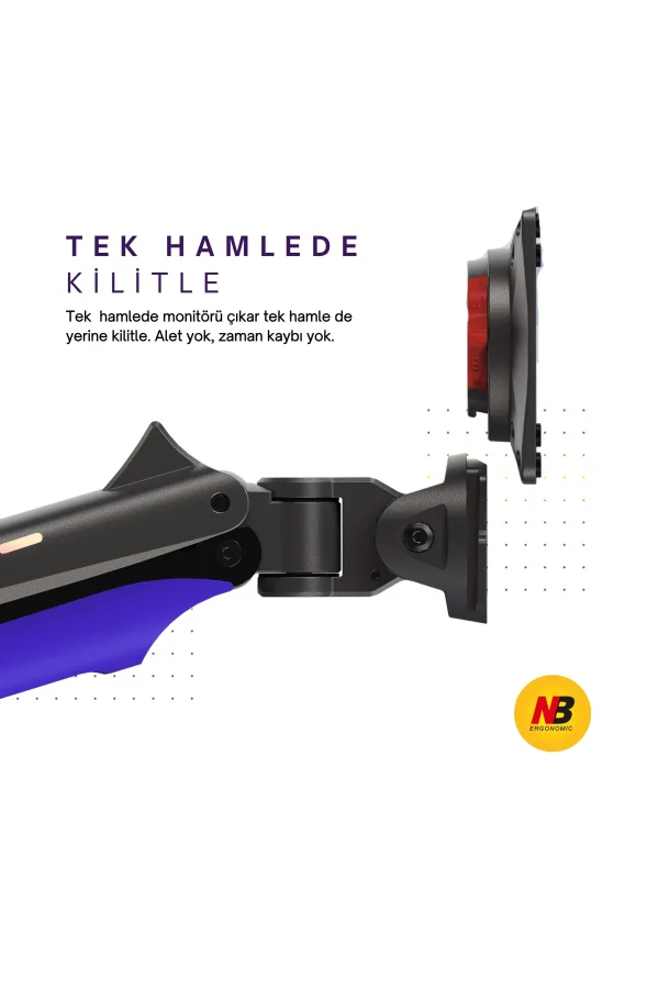 NB F5-GB Gaming Monitör Kolu 32-60 RGB Işıklı 2-20 KG Yüksek Taşıma Kapasiteli Profesyonel Monitör Askısı MAVİ