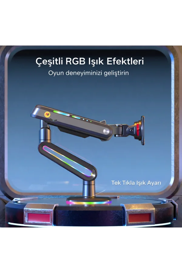 North Bayou NB F6 Gaming 32-60 inç Monitör Kolu 2-20 KG RGB Işıklı Yüksek Taşıma Kapasiteli Profesyonel Monitör Askısı