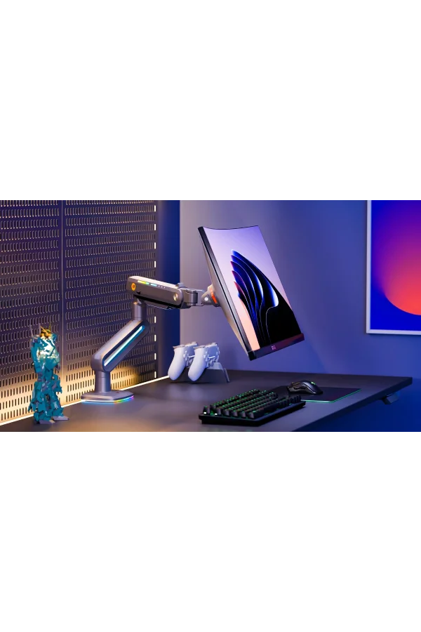 North Bayou NB F6 Gaming 32-60 inç Monitör Kolu 2-20 KG RGB Işıklı Yüksek Taşıma Kapasiteli Profesyonel Monitör Askısı