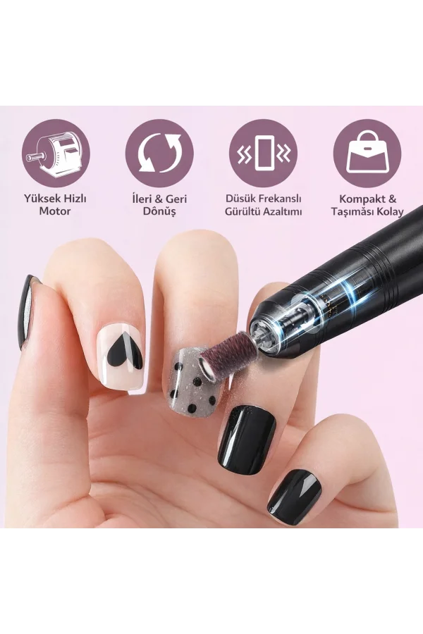 DailyTech Kablosuz Elektrikli Tırnak Törpüsü Şarjlı Profesyonel Manikür Pedikür Cihazı