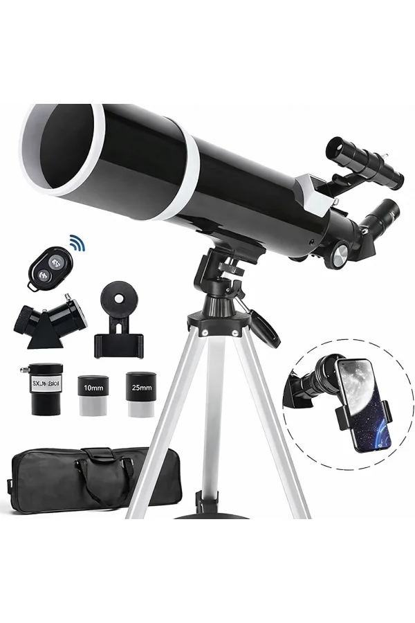 Dailytech 80mm Astronomi Teleskobu 600mm odak Kumandalı 3x Barlow Lens Setli Yetişkinler & Yeni başlayanlar