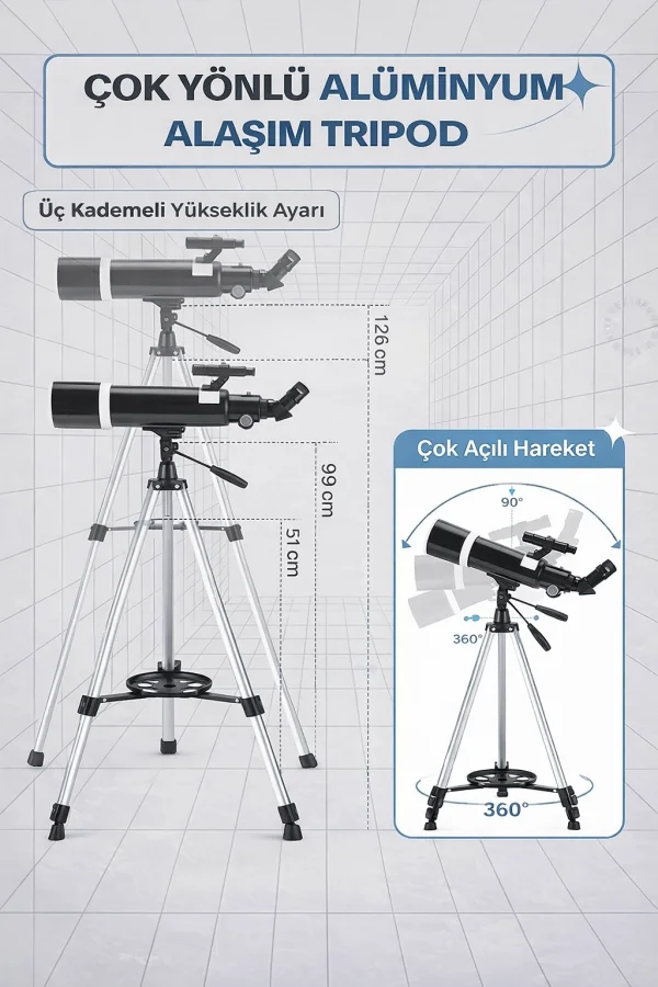 Dailytech 80mm Astronomi Teleskobu 600mm odak Kumandalı 3x Barlow Lens Setli Yetişkinler & Yeni başlayanlar