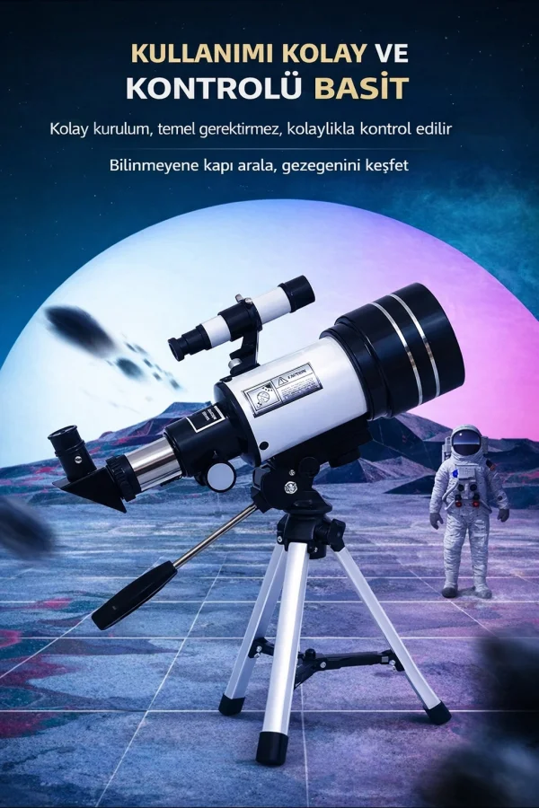 Başlangıç Astronomik Monoküler Teleskop Ay & Yıldız Gözlemi Eğitici Güçlü Optik Tripodlu Set