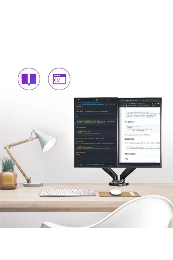North Bayou NB F160 Çift Kol Amortisörlü Monitör Tutucu