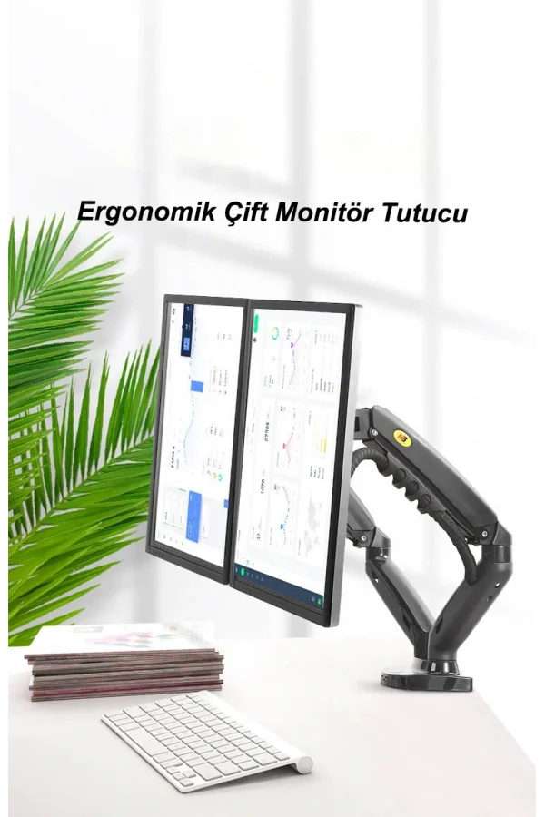 North Bayou NB F160 Çift Kol Amortisörlü Monitör Tutucu