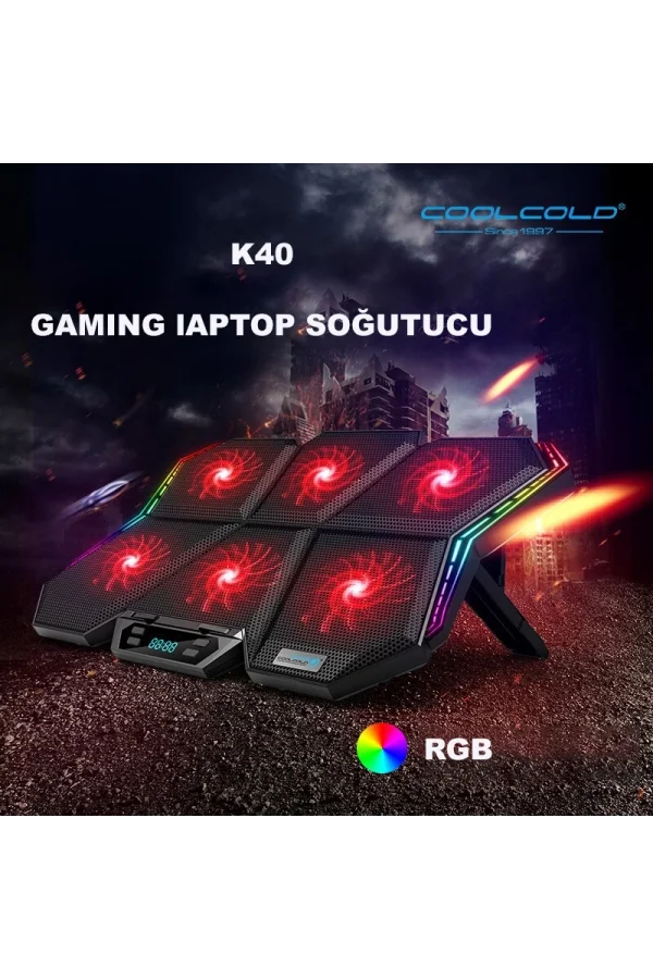 Coolcold LED K40 6 Fanlı 17 inç RGB Laptop Notebook Soğutucu Stand