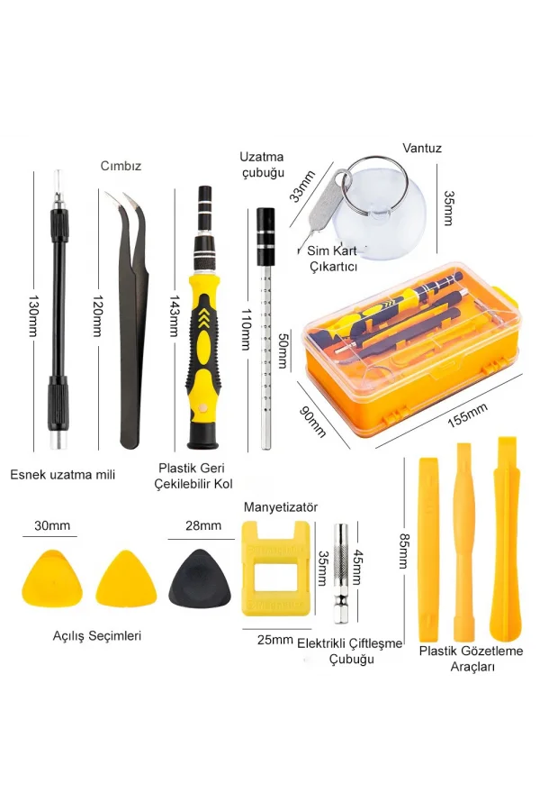 DailyLink 115 in 1 Hassas Sarı Çoklu Tornavida Seti El Alet Takımı
