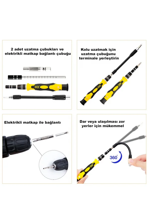 DailyLink 115 in 1 Hassas Sarı Çoklu Tornavida Seti El Alet Takımı