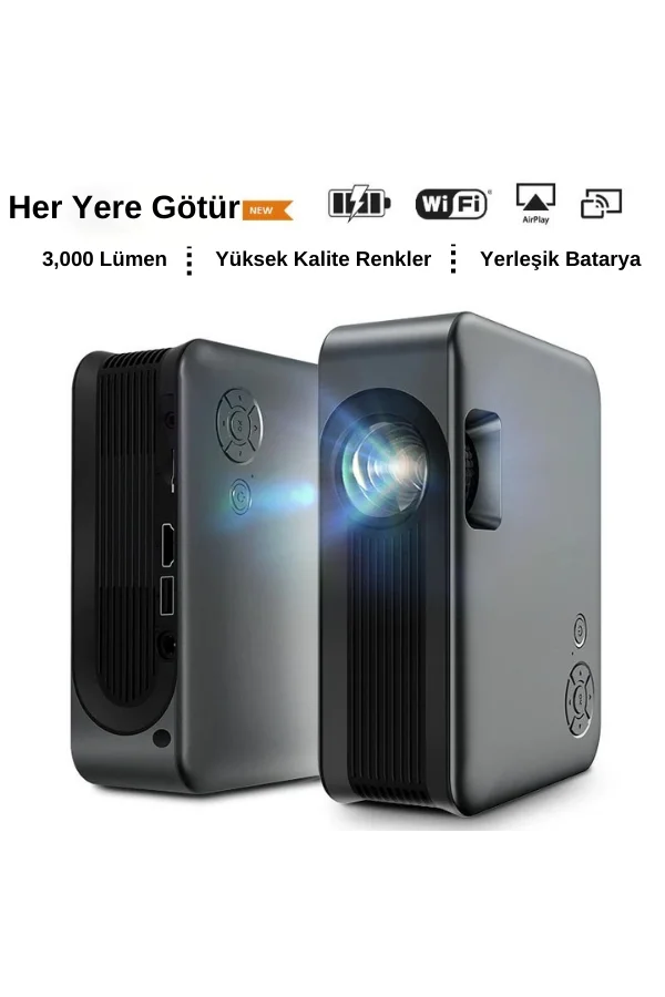 DailyLink Aun A30 Full Hd Wifi 1080 Destekli Mini Projeksiyon Cihazı Cep Telefonu Yansıtma