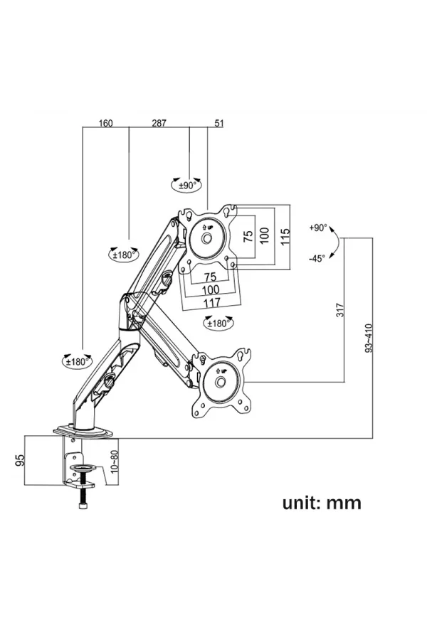DailyLink  17-30 Lcd Led Monitör Tutucu Kol Amortisörlü Vesa Monitör Standı