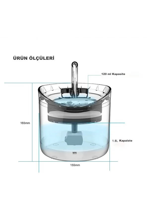 DailyLink Hareket Sensörlü Kedi Köpek Için Sessiz Şeffaf Otomatik Su Pınarı Çeşmesi Sebili