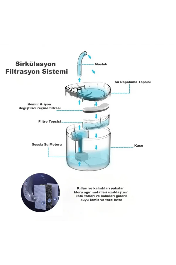 DailyLink Hareket Sensörlü Kedi Köpek Için Sessiz Şeffaf Otomatik Su Pınarı Çeşmesi Sebili