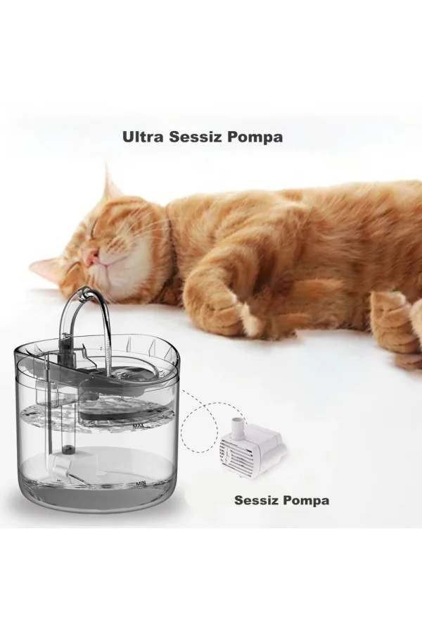 DailyLink Hareket Sensörlü Kedi Köpek Için Sessiz Şeffaf Otomatik Su Pınarı Çeşmesi Sebili