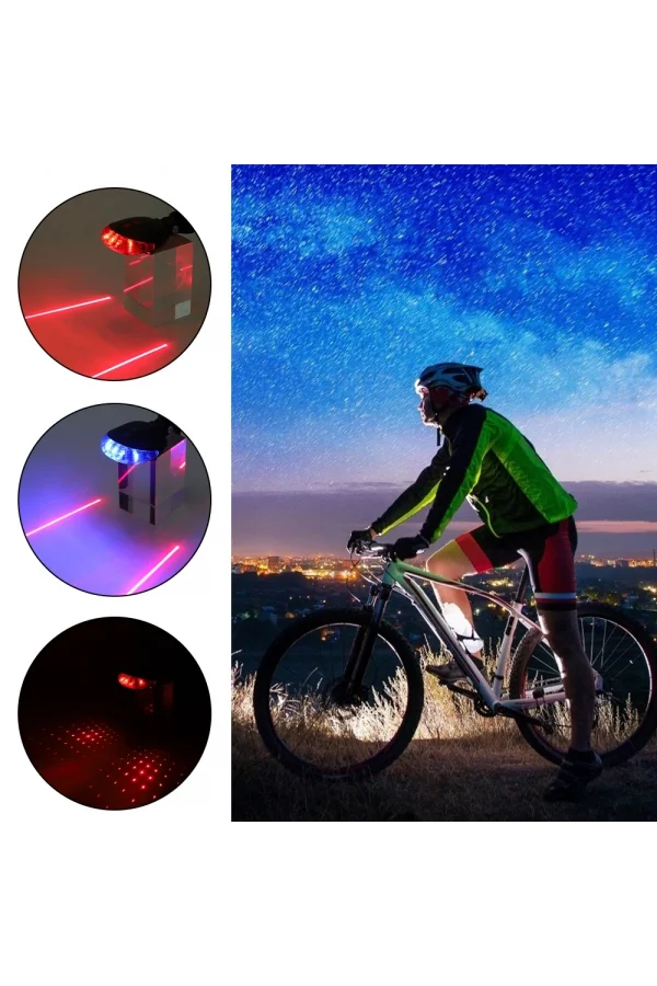DailyLink Çok Fonksiyonlu Bisiklet Arka İkili Lazer Işık 7 Mod