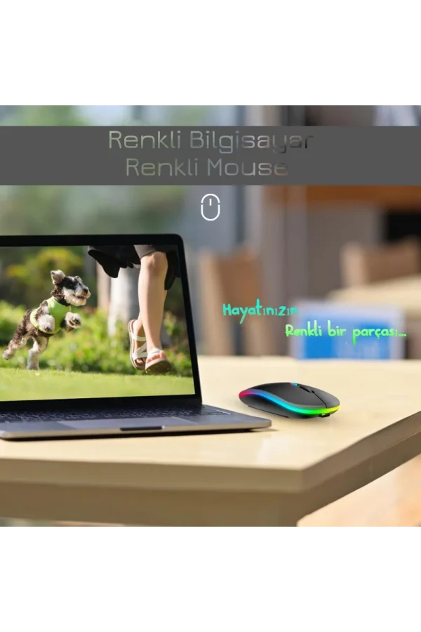 DailyLink RGB Wireless Bluetooth Kablosuz Optik Mouse Şarj Edilebilir USB Gamer PC Dizüstü İpad