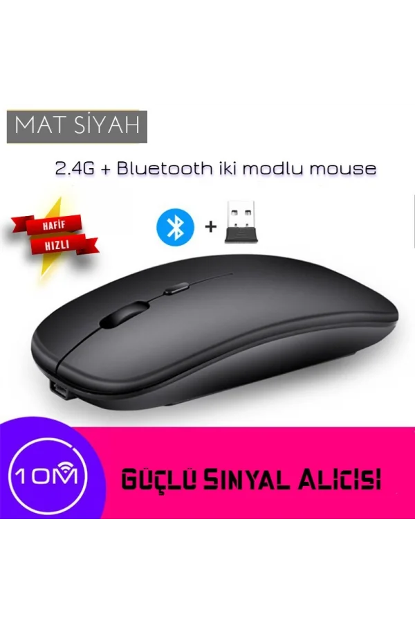 DailyLink RGB Wireless Bluetooth Kablosuz Optik Mouse Şarj Edilebilir USB Gamer PC Dizüstü İpad