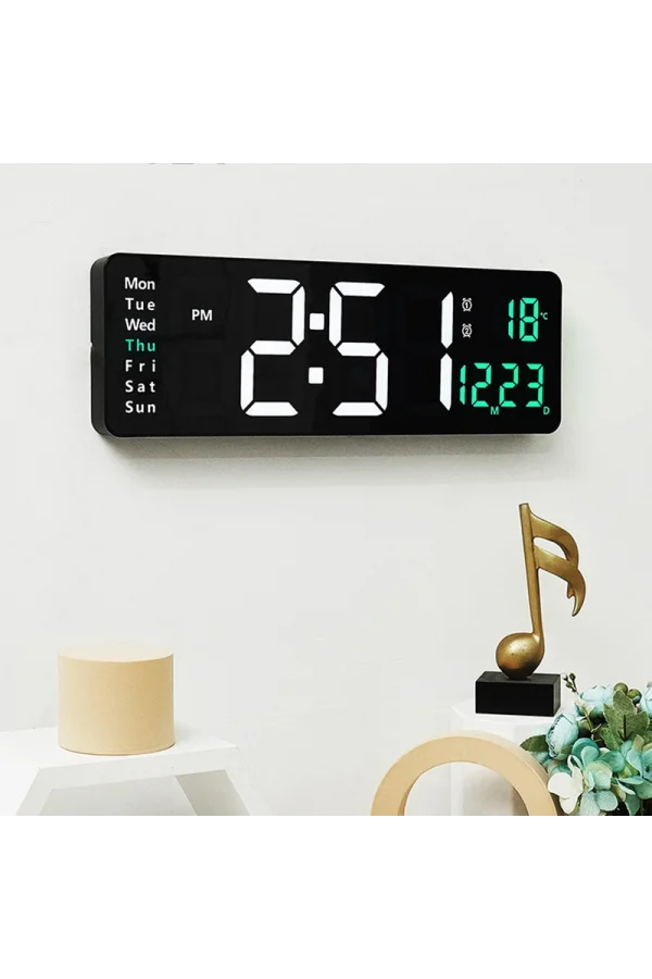 DailyLink Kumandalı Duvara Monte Dijital Duvar Masa Saati Geri Sayım Sıcaklık Tarih Alarm