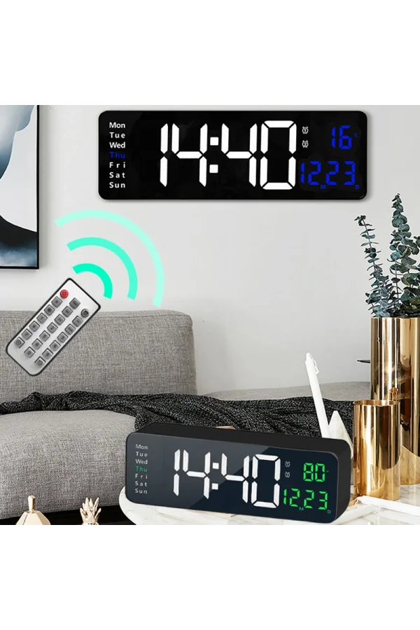 DailyLink Kumandalı Duvara Monte Dijital Duvar Masa Saati Geri Sayım Sıcaklık Tarih Alarm