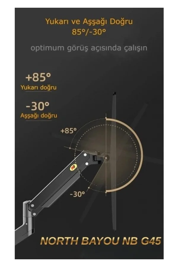North Bayou NB G45 Amartisörlü 27-40 İnç Curved Ekran Masaüstü Monitör Tutucu