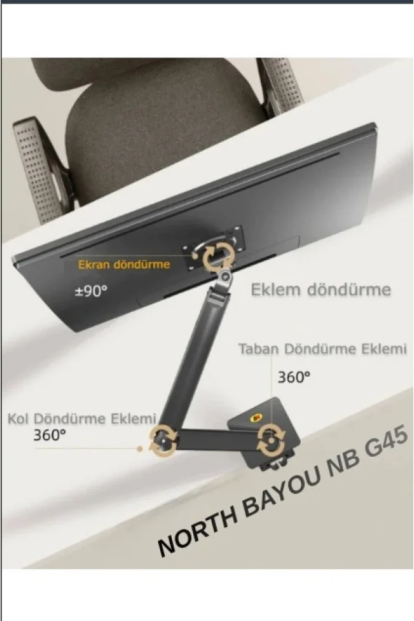 North Bayou NB G45 Amartisörlü 27-40 İnç Curved Ekran Masaüstü Monitör Tutucu