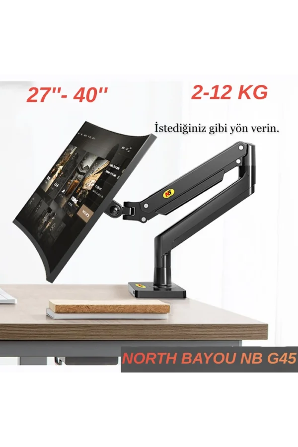 North Bayou NB G45 Amartisörlü 27-40 İnç Curved Ekran Masaüstü Monitör Tutucu