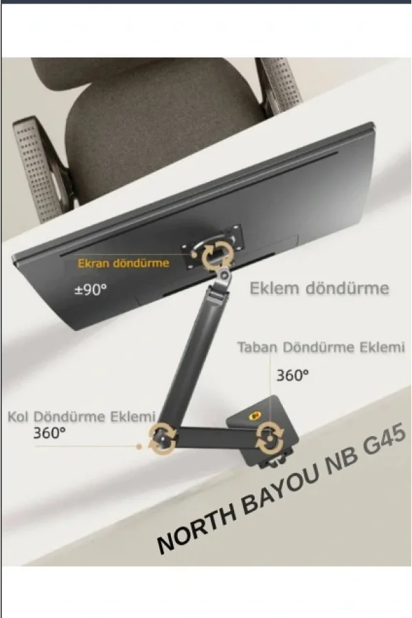 DailyTech North Bayou NB G45 Gaz Yay Kolu 27-40 İnç Ekran Masaüstü Monitör Tutucu 360 Döndürmek 2-12kg Düz Ekran Oval Ekran USB