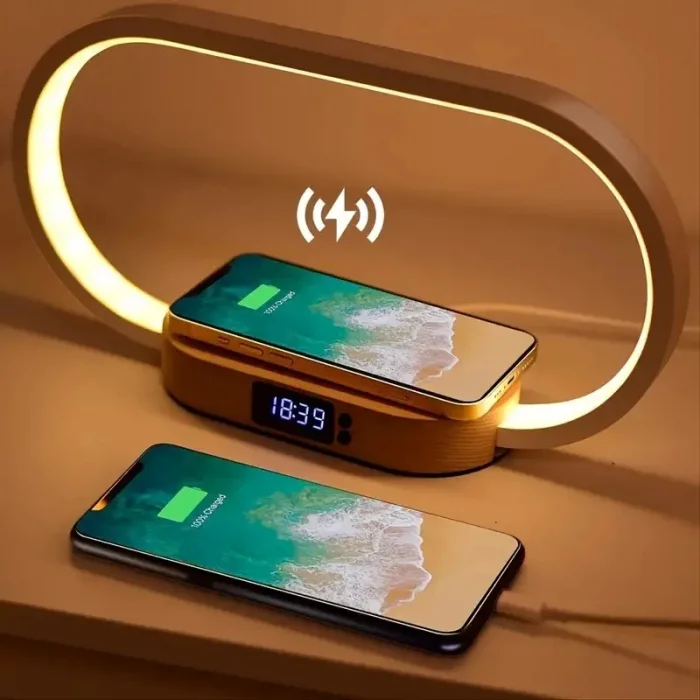DailyTech Çok Fonksiyonlu Kablosuz Hızlı Şarj İstasyonu Standı Led Masa Gece Lambası