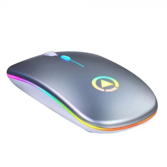DailyTech Şarj Edilebilir Kablosuz Led Işıklı Sessiz Optic Mouse - GÜMÜŞ GRİ