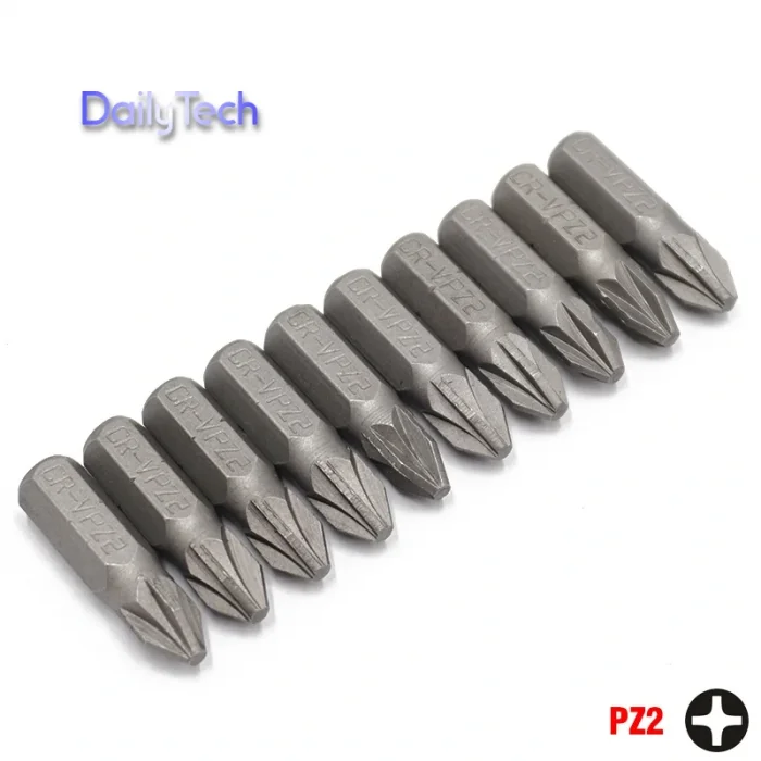 DailyTech 10 Adet 14 25mm Pozi PZ2 Tornavida Bit Seti Tamir Araçları Matkap Ucu Güç Ev El Aletleri -