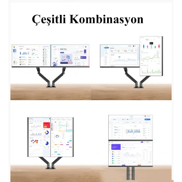 North Bayou NB G35 Çift Kol Amortisörlü Monitör Tutucu Stand 22-32