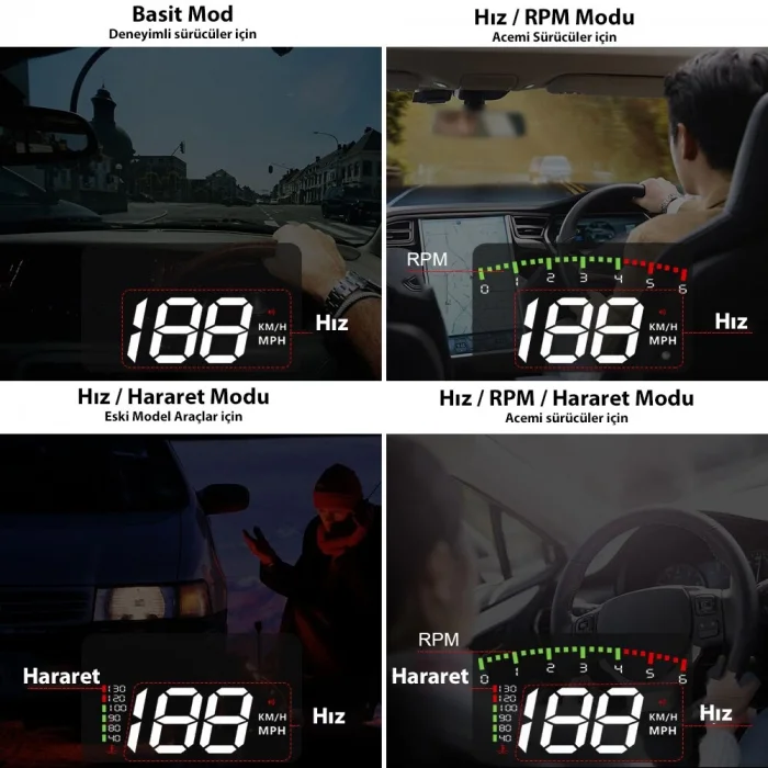 DailyTech HUD Head Up Display 3.5 İnç OBD Sanal Gösterge Paneli
