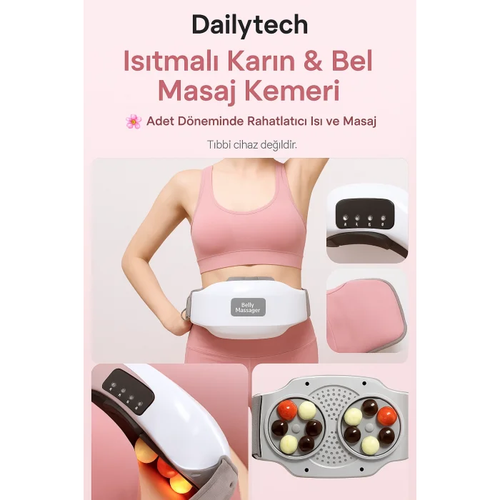 Dailytech Bian Taşı Isıtmalı Titreşimli Karın & Bel Masaj Kemeri Regl Döneminde Rahatlatıcı Kullanım