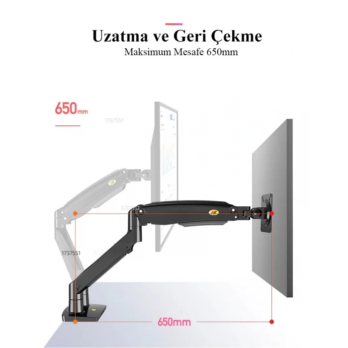 North Bayou NB G35 Çift Kol Amortisörlü Monitör Tutucu Stand 22-32