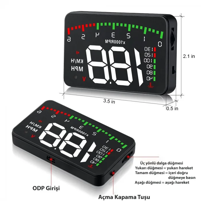 DailyTech HUD Head Up Display 3.5 İnç OBD Sanal Gösterge Paneli