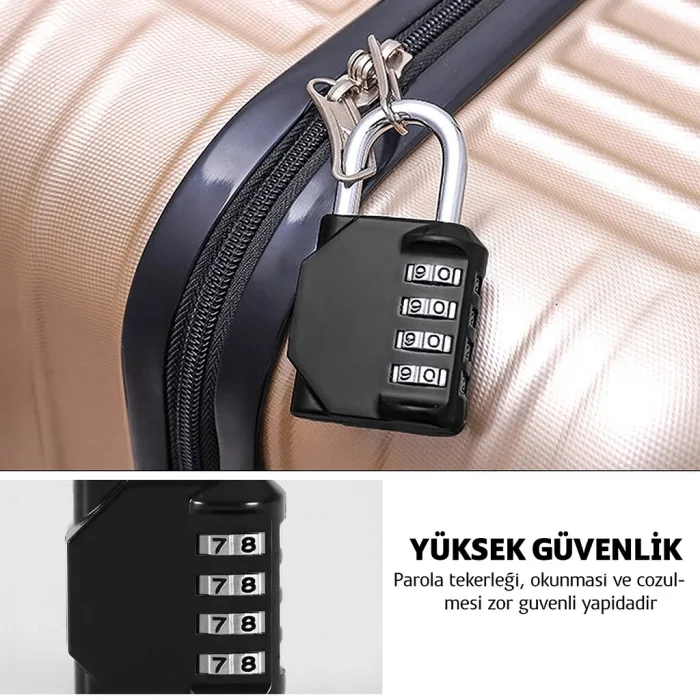 DailyTech 4 Haneli Şifreli Asma Kilit Çelik Halka Dolap Bavul Spor Çantası Okul Spor Salonu Kilidi