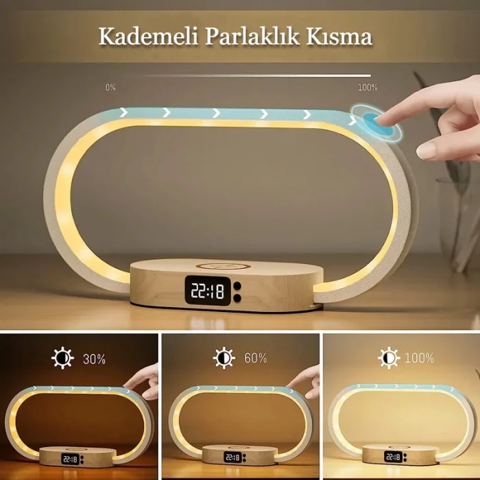 DailyTech Çok Fonksiyonlu Kablosuz Hızlı Şarj İstasyonu Standı Led Masa Gece Lambası