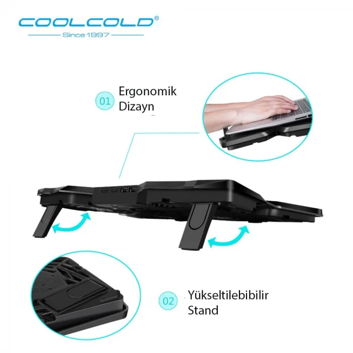 COOLCOLD Gaming 4 Fanlı Işıklı Notebook Laptop Soğutucu Stand