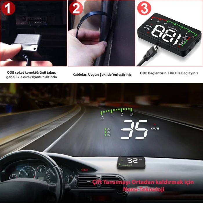 DailyTech HUD Head Up Display 3.5 İnç OBD Sanal Gösterge Paneli