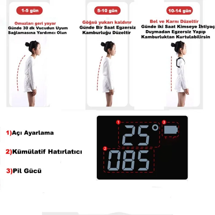 DailyTech Ayarlanabilir Akıllı Duruş Kamburluk Düzeltici Cihaz