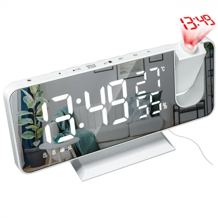 DailyTech Çok Fonksiyonlu Masaüstü Saat (FM Radio Alarm Projeksiyon Sıcaklık Alarm)