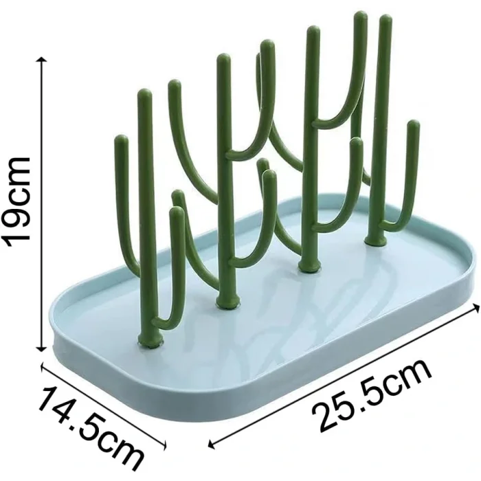 DailyTech Kaktüs Tasarımlı Bebek Biberon Aksesuar Kurutma Standı Su Drenajlı Hijyenik Organizer