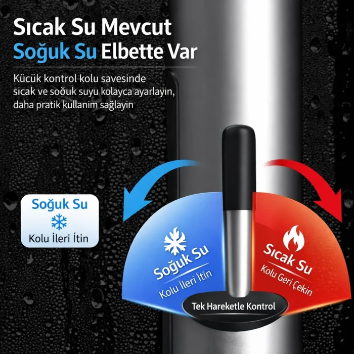 DailyTech 3000W Elektrikli Anında Su Isıtmalı Musluk Dijital Sıcaklık Göstergeli 360 Döner