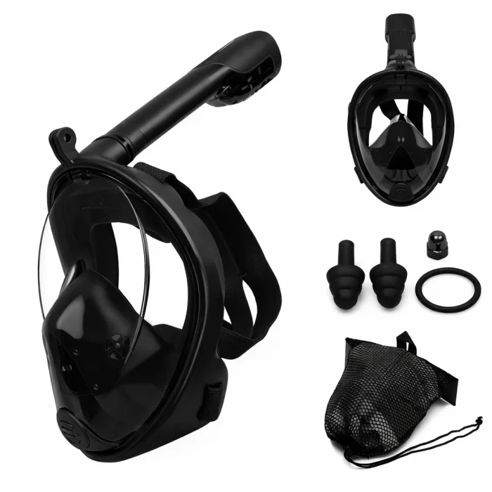 DailyTech Tam Yüz Dalış Maskesi Slikon Şnorkel Full Face - DailyTech - SİYAH - L/XL