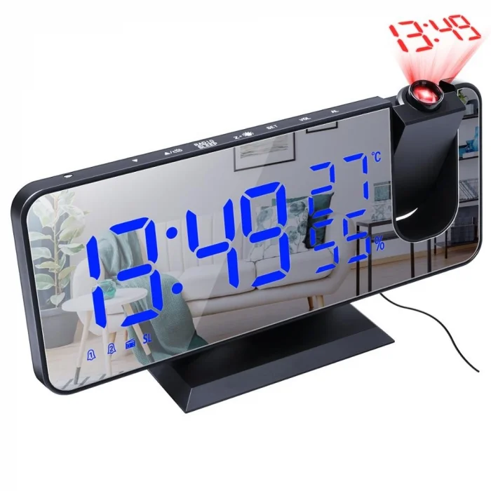 DailyLink Çok Fonksiyonlu Masaüstü Saat (FM Radio Alarm Projeksiyon Sıcaklık Alarm)